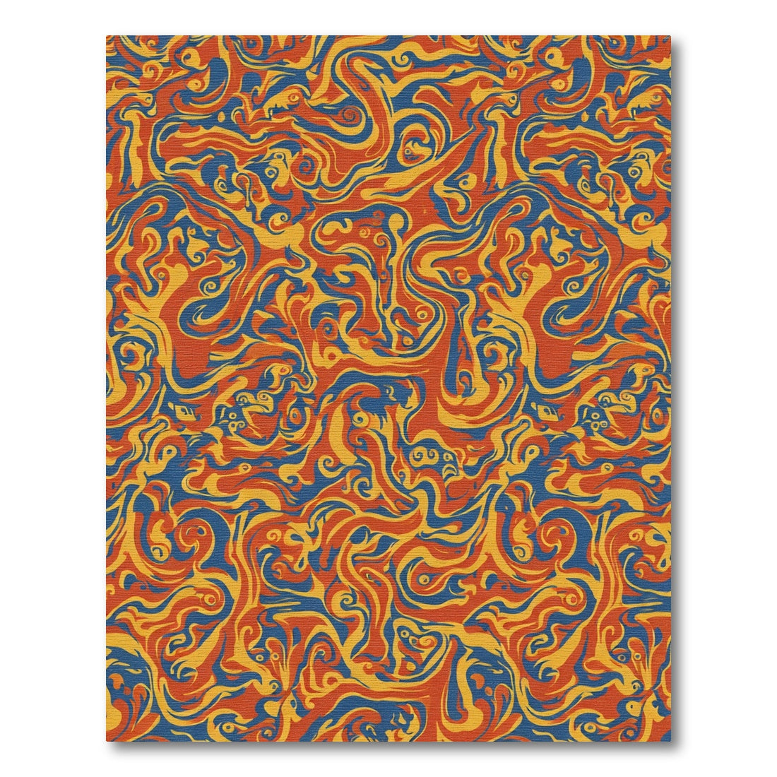 Terracotta Blue Gold Swirling Marmor Rug