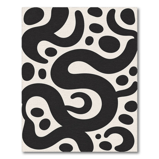 Abstract Area Black and White Black White Organic Abstract Area Rug