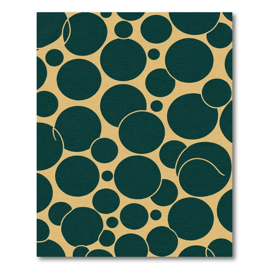 Deep Teal Circles Gold Abstract Rug