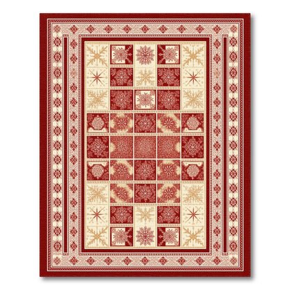 Red Snowflake Geometric Area Rug