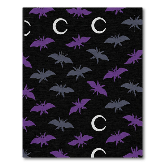 Purple Gray Bat Crescent Moon Rug