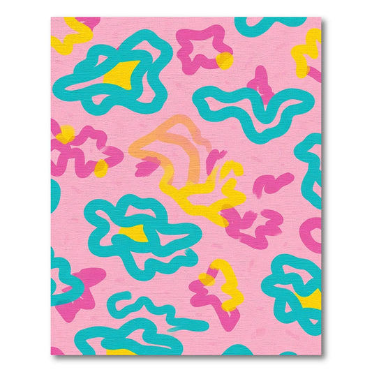 Pink Abstract Scribble Dot Rug