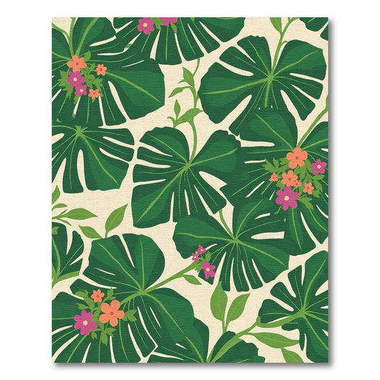Lush Green Tropical Flora Botanical Rug