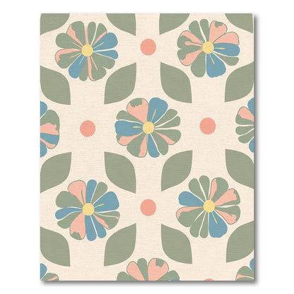 Pastel Floral Leaf Burst Rug