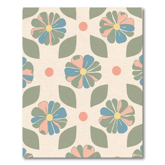 Pastel Floral Leaf Burst Rug