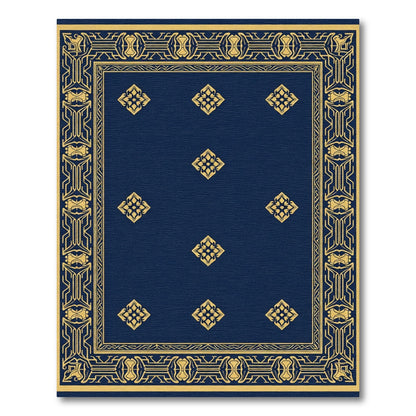 Navy Gold Elaborate Medallion Border Rug