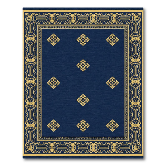 Navy Gold Elaborate Medallion Border Rug