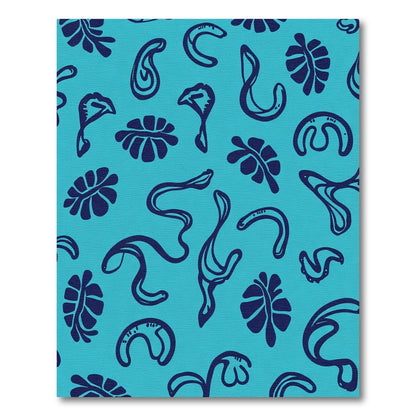Turquoise Navy Organic Abstract Shapes Rug