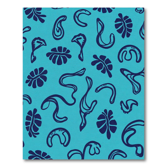 Turquoise Navy Organic Abstract Shapes Rug