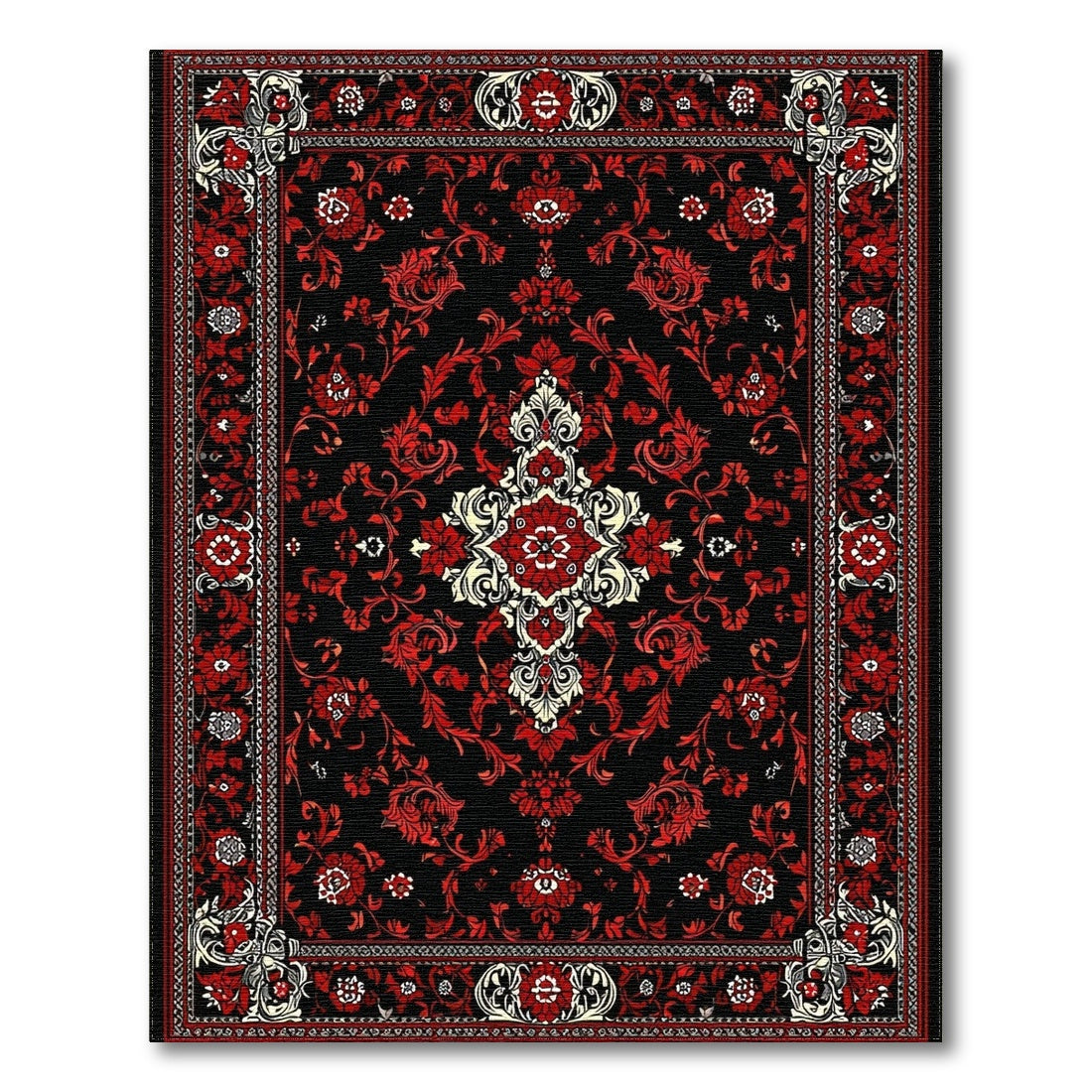 Red Floral Persian Medallion Red Area Rug