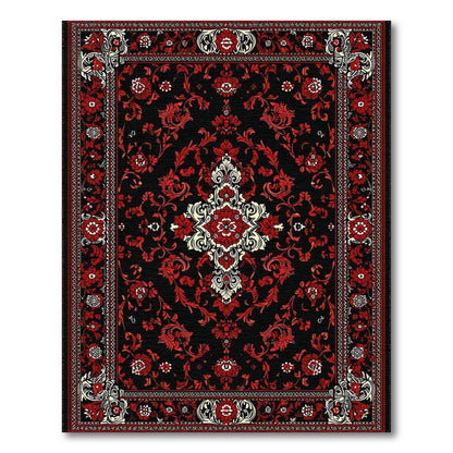 Red Floral Persian Medallion Red Area Rug