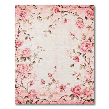 Pink Vintage Rose Floral Vintage Area Rug
