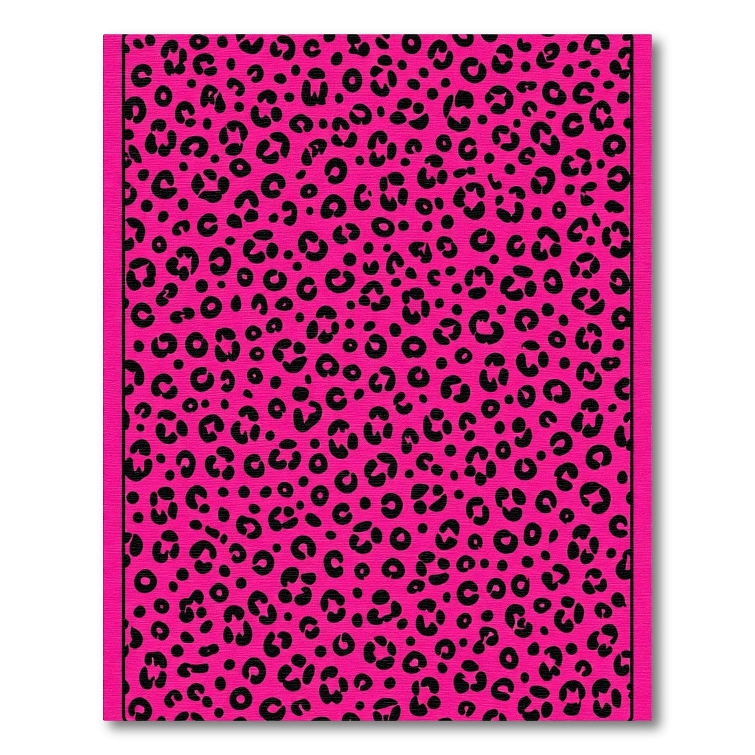 Vibrant Pink Black Leopard Spots Rug