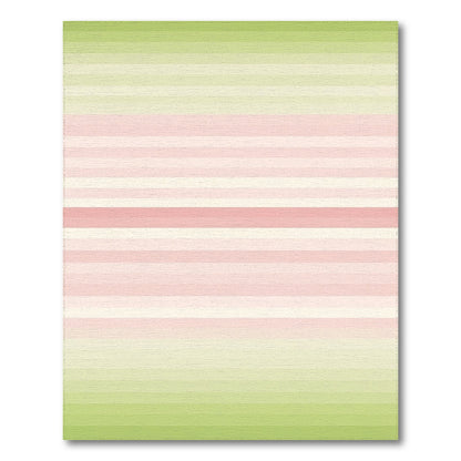 Pastel Pink Green Striped Washable Area Rug