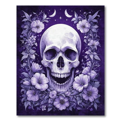 Floral Vintage Purple Floral Skull Area Rug