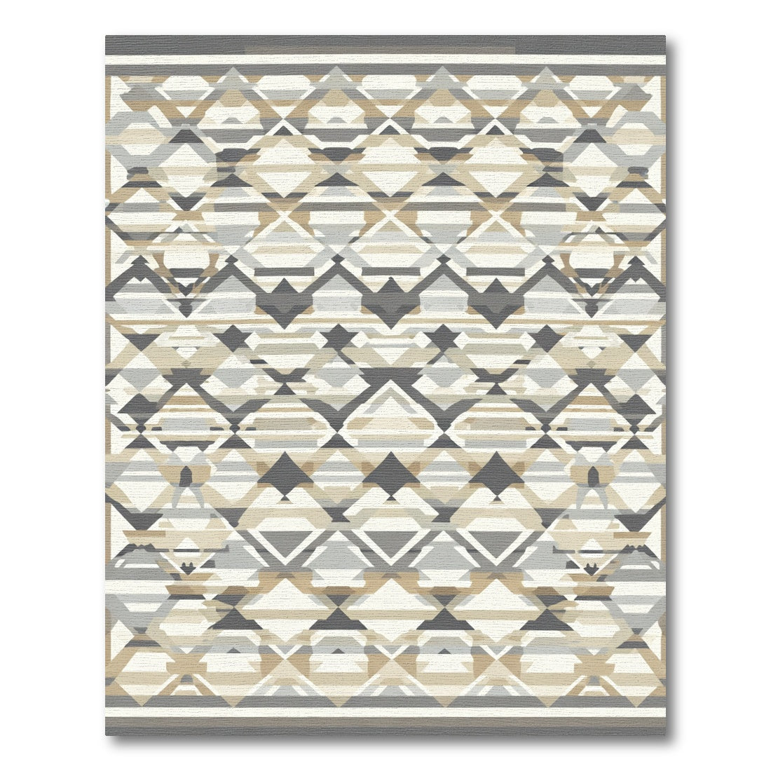 Geometric Diamond Tan and Gray Rug