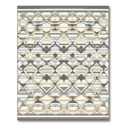 Geometric Diamond Tan and Gray Rug