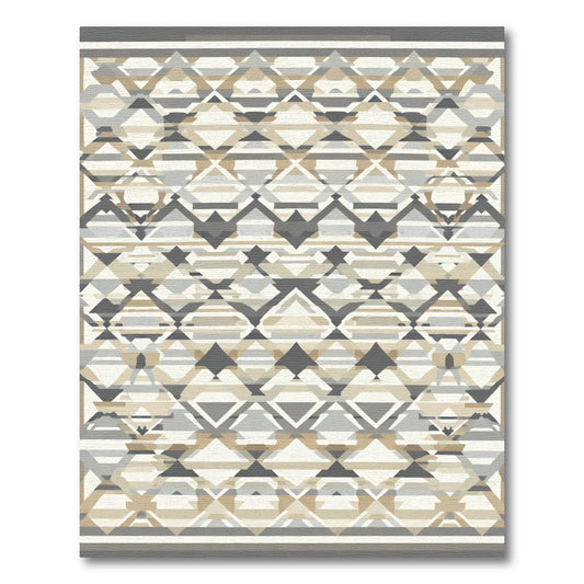 Geometric Diamond Tan and Gray Rug