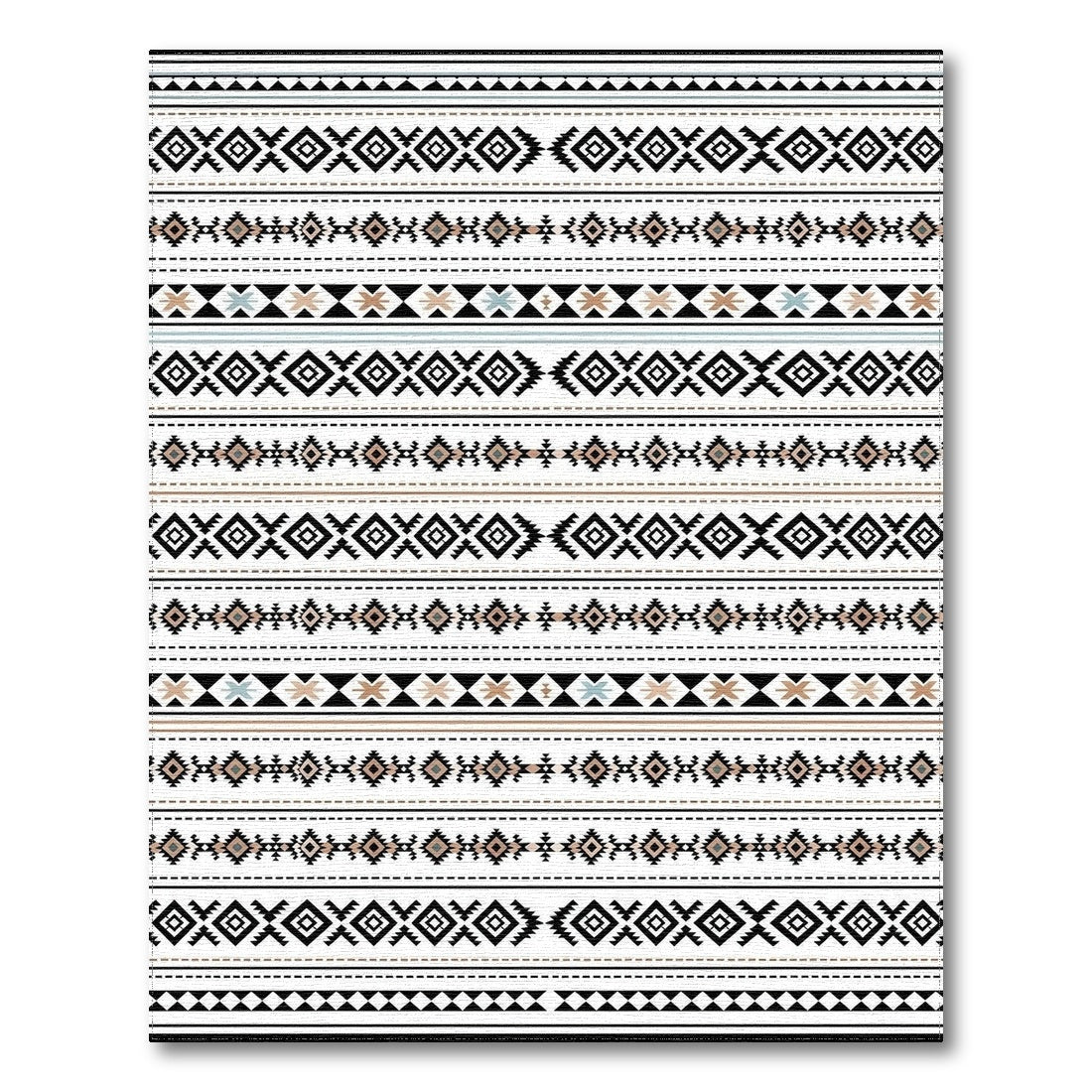 Black White Geometric Tribal Area Rug