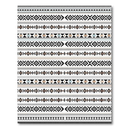 Black White Geometric Tribal Area Rug