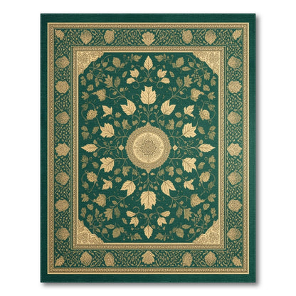 Traditional Persian Green Gold Persian Medallion Area Rug