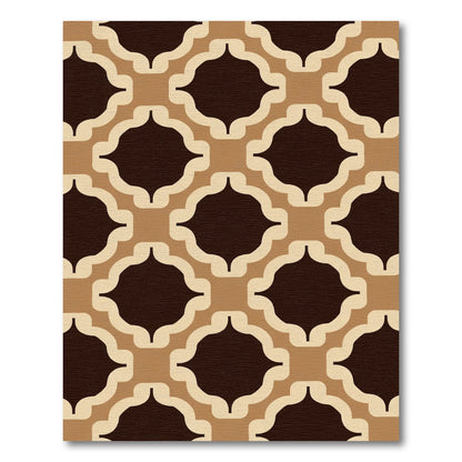 Warm Neutral Trellis Geometric Pattern Rug