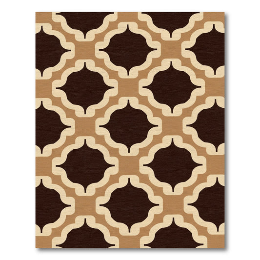 Warm Neutral Trellis Geometric Pattern Rug