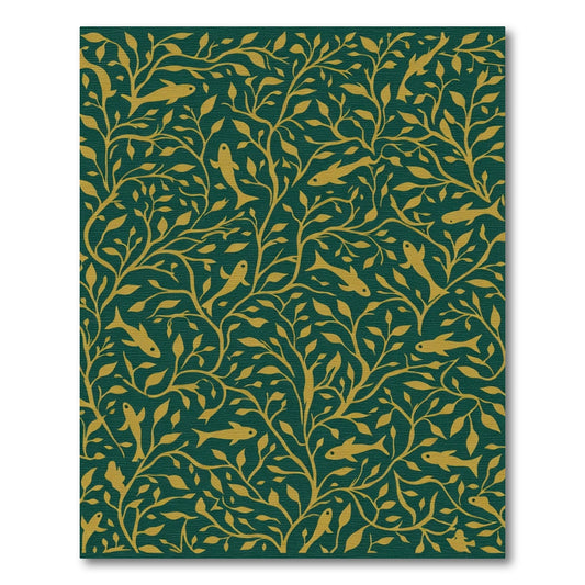 Gold Fish Vine Teal Rug