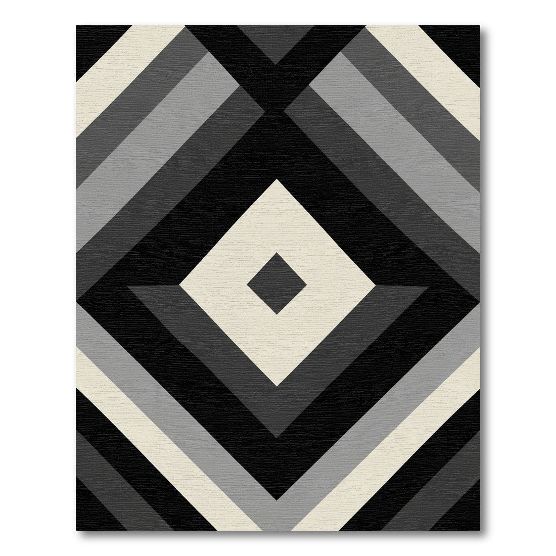 Monochrome Geometric Diamond Stripes Rug