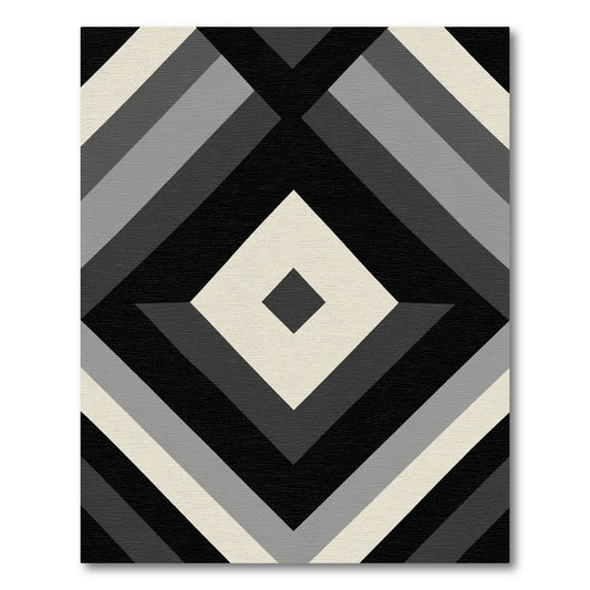 Monochrome Geometric Diamond Stripes Rug