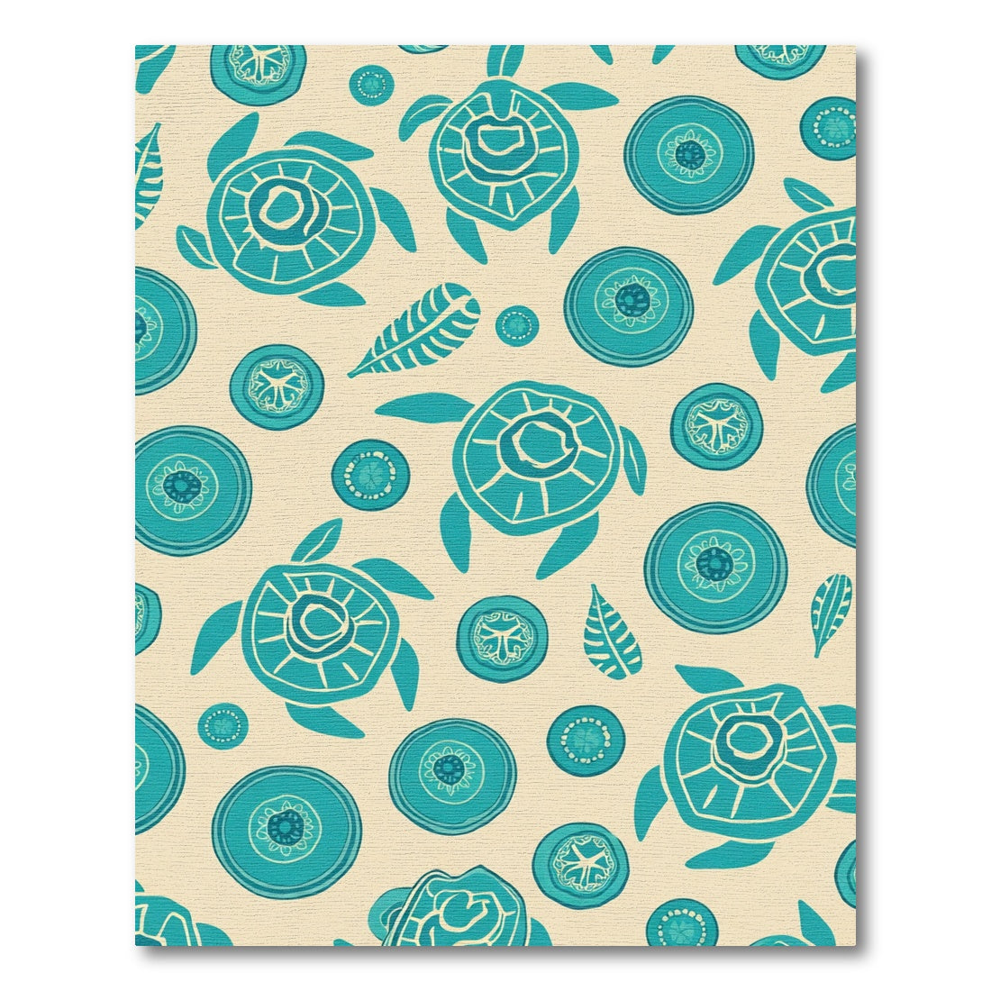 Teal Turtle Native Folk Art Rug