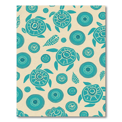 Teal Turtle Native Folk Art Rug