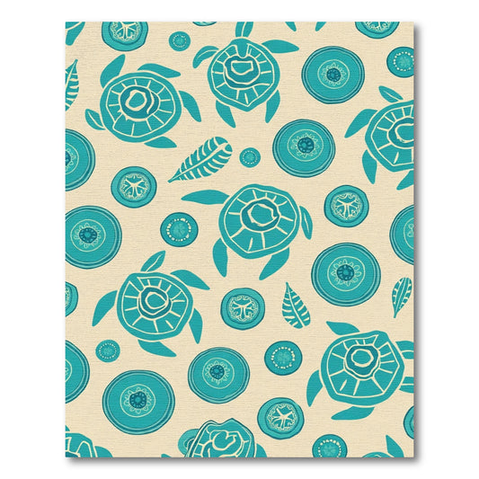 Teal Turtle Native Folk Art Rug