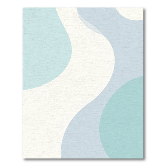 Soft Aqua Blue Wave Composition Rug