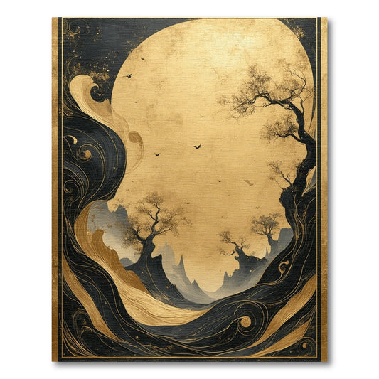 Golden Moon Swirl Landscape Rug