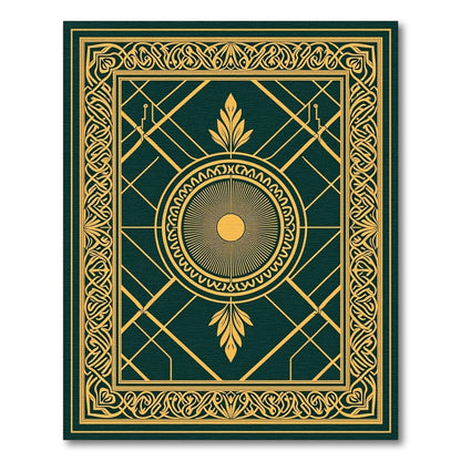 Emerald Gold Sunburst Art Deco Rug