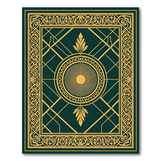 Emerald Gold Sunburst Art Deco Rug