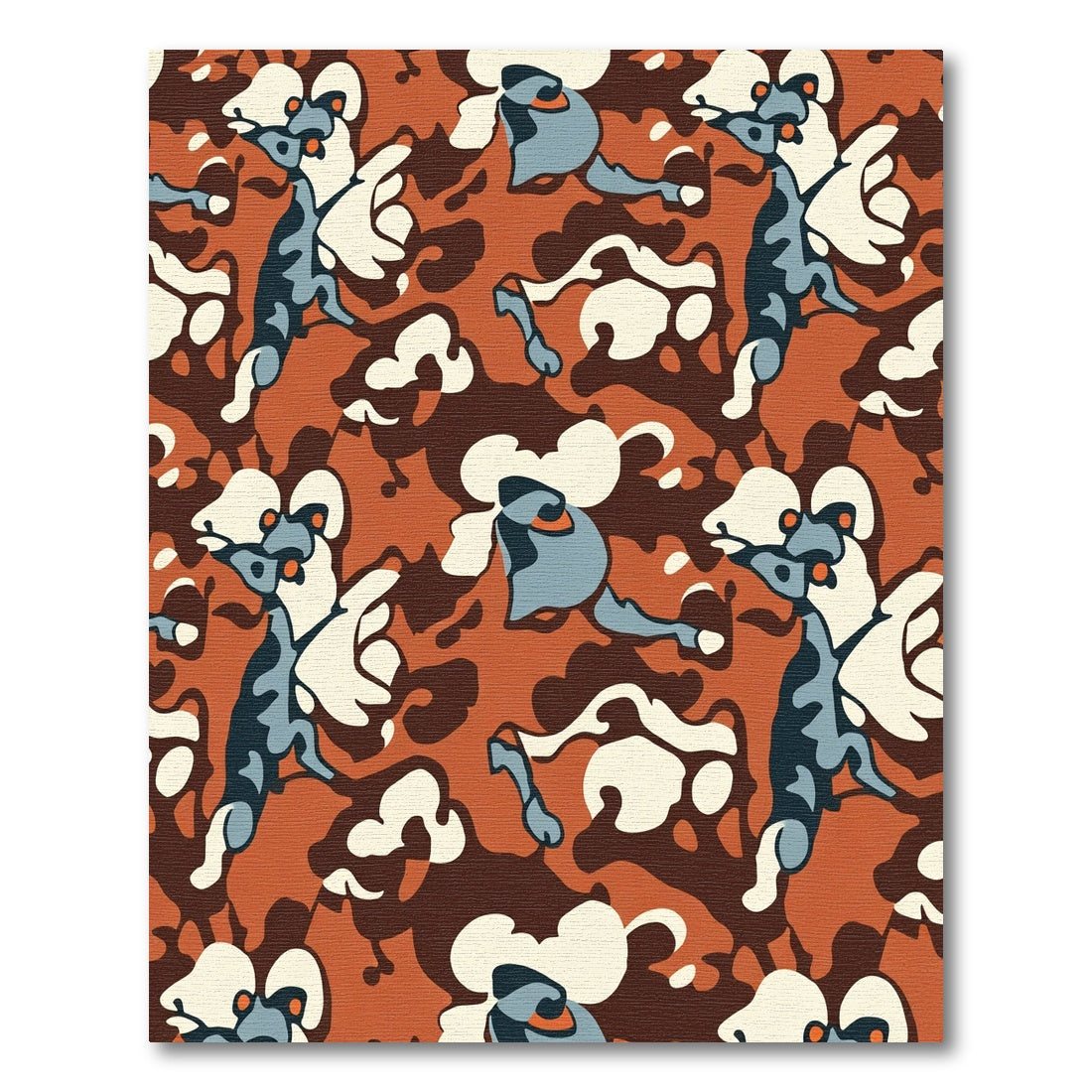 Abstract Camouflage Orange Animal Shapes Rug