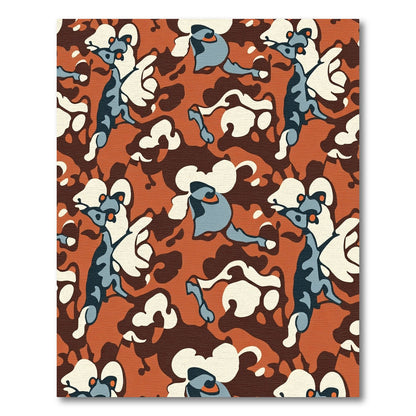 Abstract Camouflage Orange Animal Shapes Rug