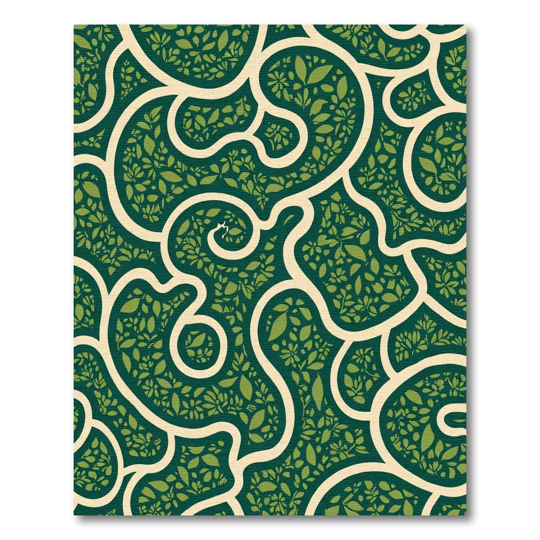 Verdant Ivory Botanical Maze Rug