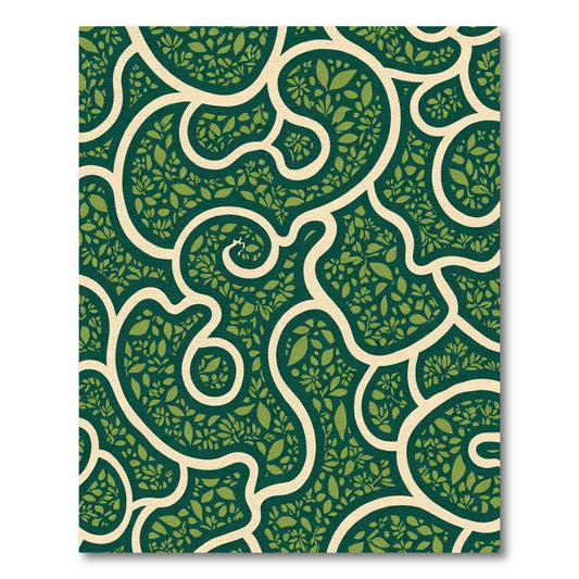 Verdant Ivory Botanical Maze Rug