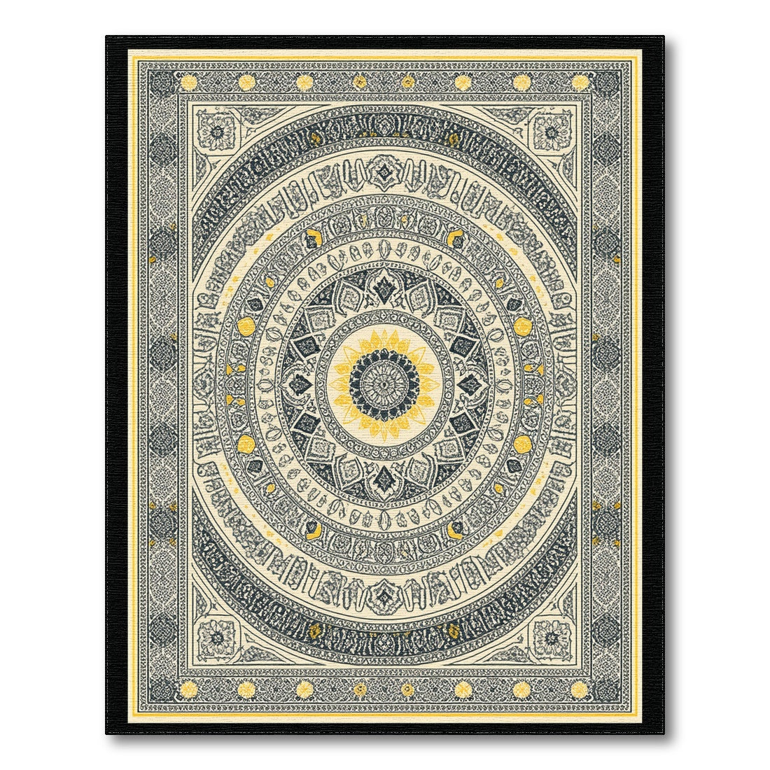 Black White Mandala Area Rug