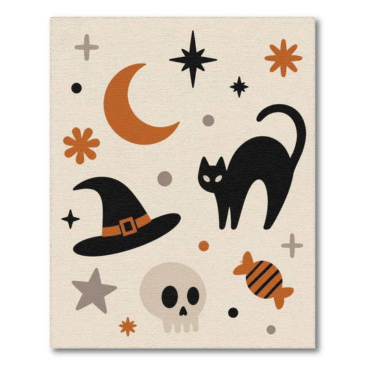 Multi-color and Patterns Black Cat Halloween Kids Area Rug