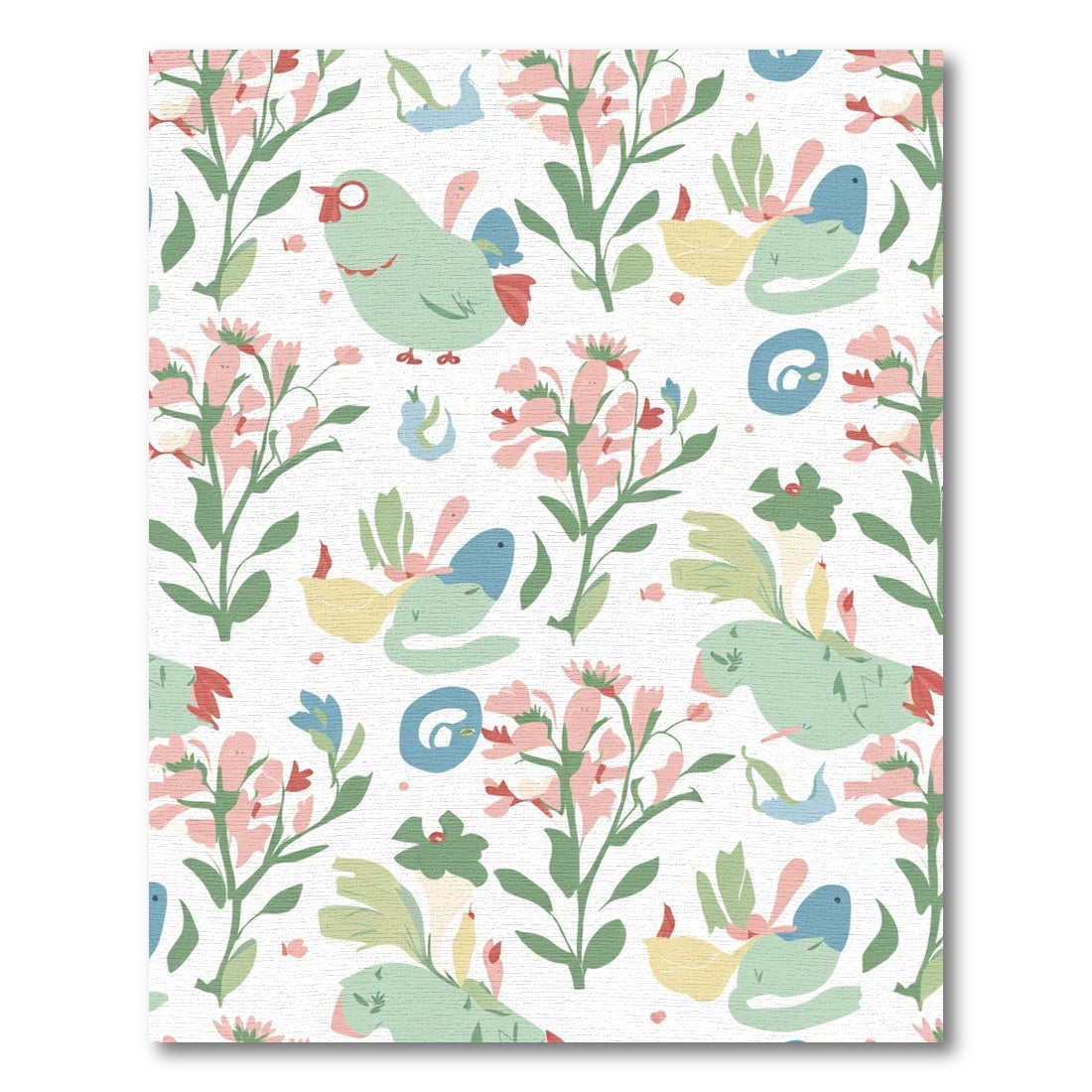 Whimsical Birds And Blossoms Coral Garden Rug