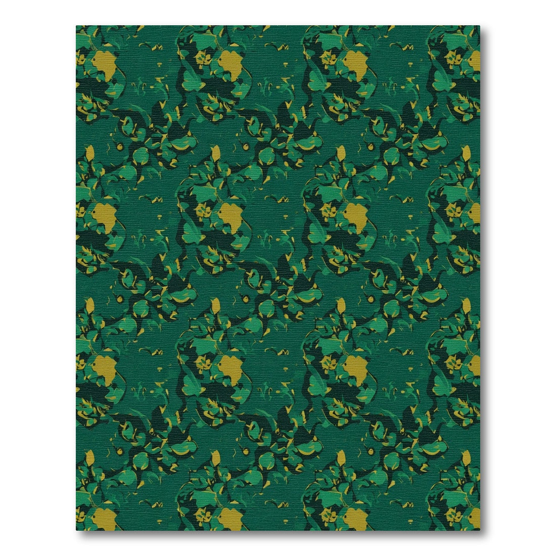 Deep Emerald Abstract Floral Composition Rug