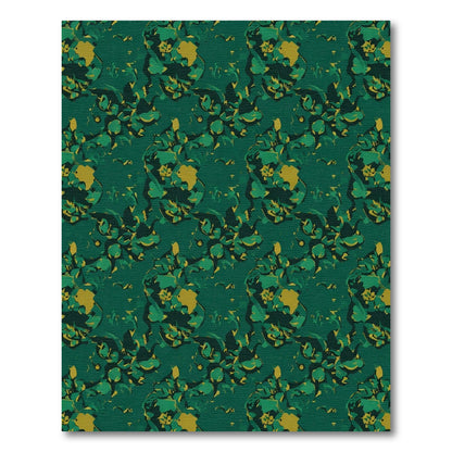 Deep Emerald Abstract Floral Composition Rug