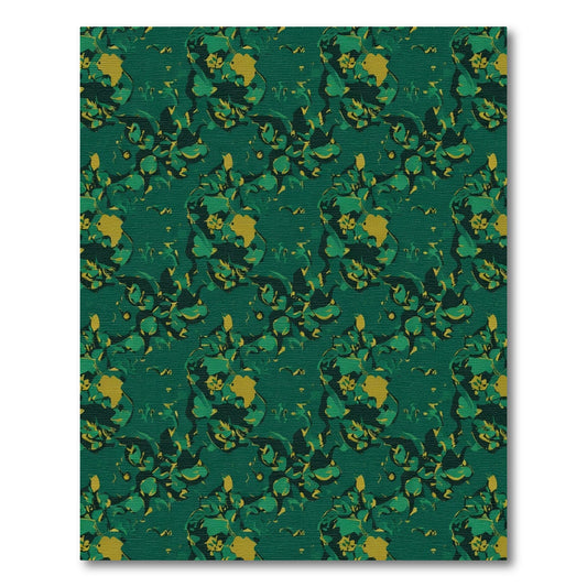 Deep Emerald Abstract Floral Composition Rug