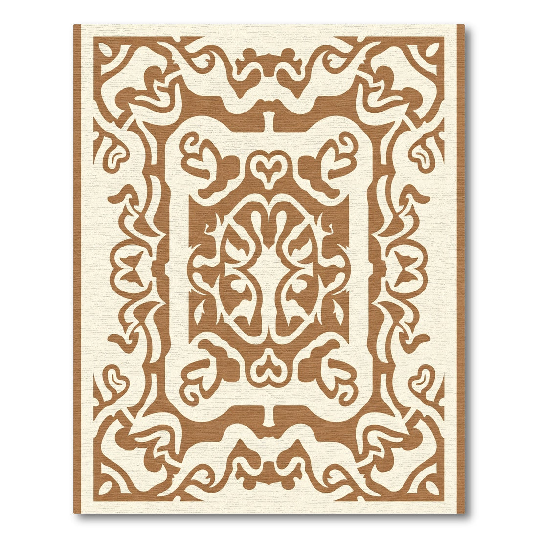 Brown Cream Ornate Scroll Medallion Rug