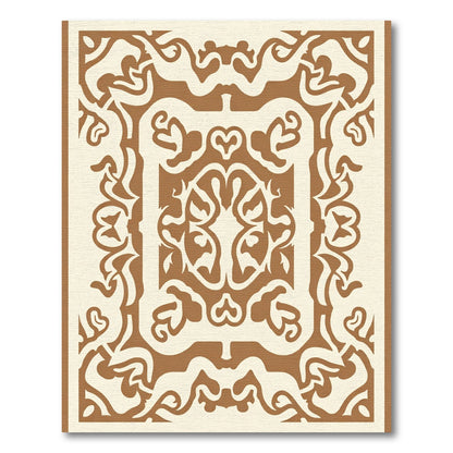 Brown Cream Ornate Scroll Medallion Rug
