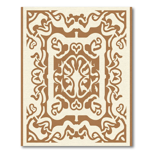 Brown Cream Ornate Scroll Medallion Rug
